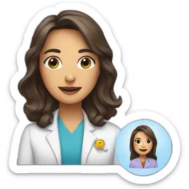 laptop screen showing a video call with a female therapist sticker