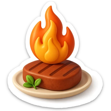 fiamma su cibo, metabolismo 3d sticker