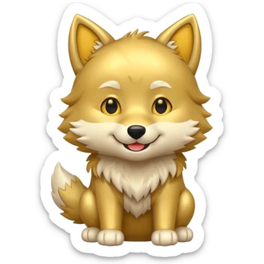 Gold wolf chibi full body sticker