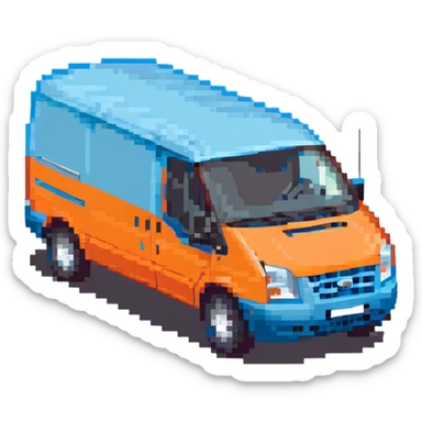 electric light blue Ford Transit passenger van sticker