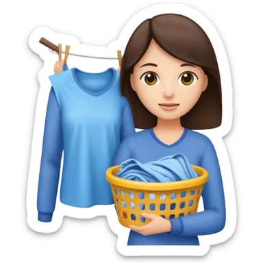 brunette woman holding laundry sticker