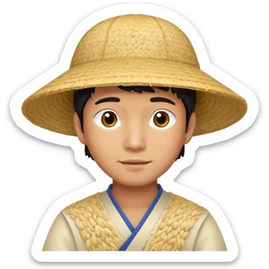 Asian guy with a rice hat sticker