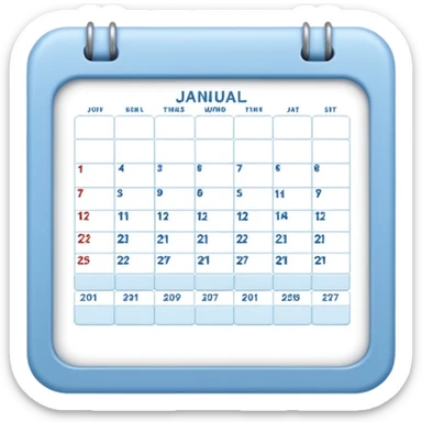 soft blue cozy calendar box with subtle shadow for bullet journal sticker