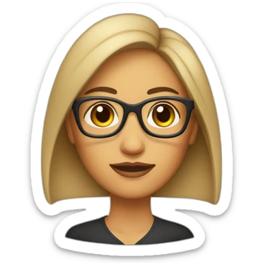 Mujer con lentes y pelo crespo y piel clara sticker