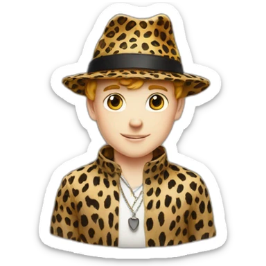 white boy in leopard and magic hat sticker