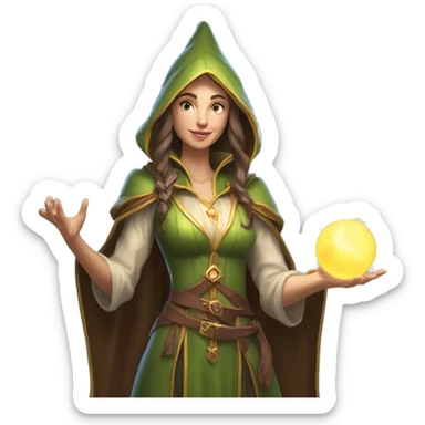 D&D Caucasian female noble wizard elf casting a spell  sticker