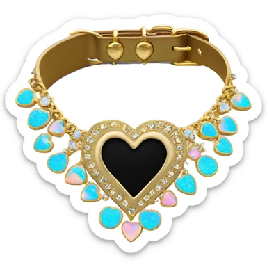 Gold heart with opal rhinestones collar sticker