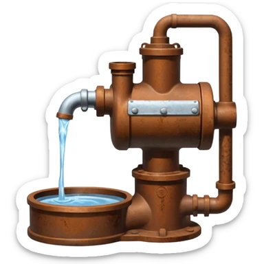 Ghibli style water pump with water pouring out of it sticker