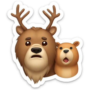 a bear and a deer, no antlers sticker