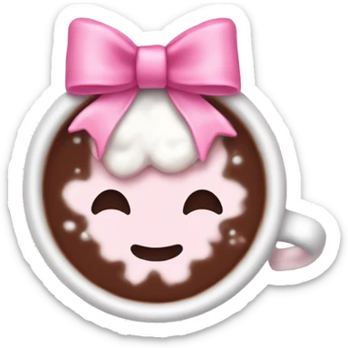 Cute aesthetic winter hot chocolate pink bow sticker
