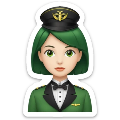 Lady butler with tigh hair and green uniform sticker