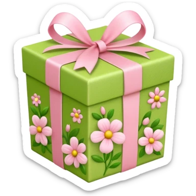 light green and light pink floral gift box sticker