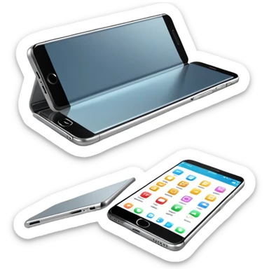Foldable smartphone being folded and unfolded sticker
