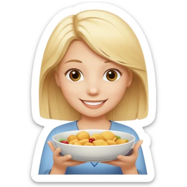 generate an emoji a blond girl holding a dish  sticker