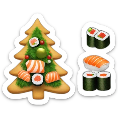 Christmas tree with sushi decorations sticker