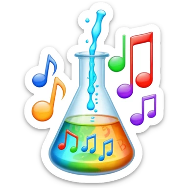 flask beaker science with music coming out sticker