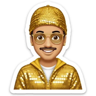Ali G with gold sequin outfit sticker