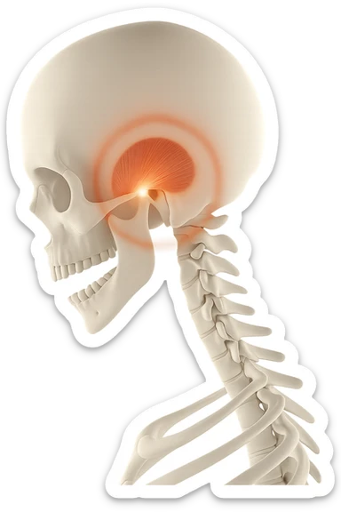 focus su muscolo temporale illuminato con un cerchio sticker