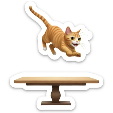 cat jumping on the table sticker