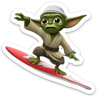 jamaican yoda surfing on a shark escaping kamakazi fighter jets sticker