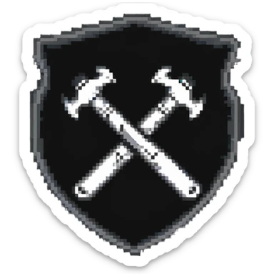Shield with wrench and ban hammer crossed, classic moderator emblem sticker