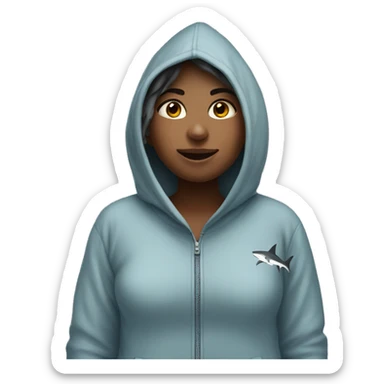 Girl wearing shark onesie over sized sticker