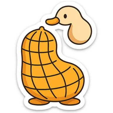 Change the peanut shell to a cartoon-style shell, keep the 3D peanut character cute and with no facial expression, maintain transparent background. The style should resemble a cartoon with clear, simple lines and vibrant colors for the shell, while preserving the 3D look of the peanut character. sticker