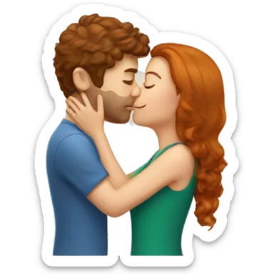 Brunette girl kissing ginger guy sticker
