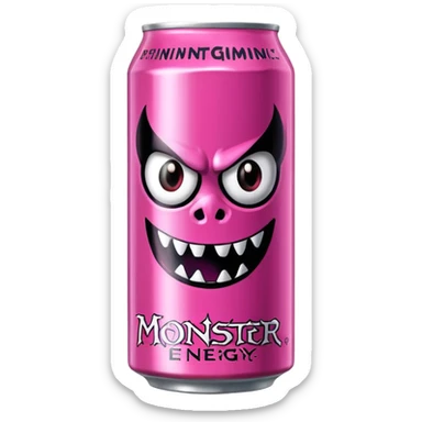 Pink monster energy drink with the logo of original monster company energy drink do not add the face in it just normal monster can  sticker