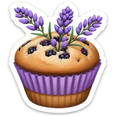 Lavender flower sprig muffin with berries sticker