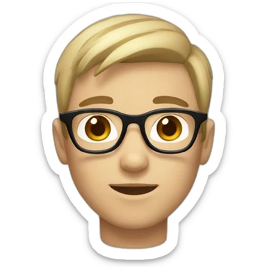 white and blond and brown hair with glasses boy with light brown skin sticker