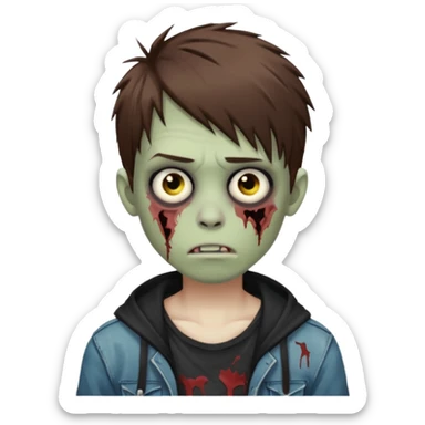 boy zombie with brown hair emo sticker