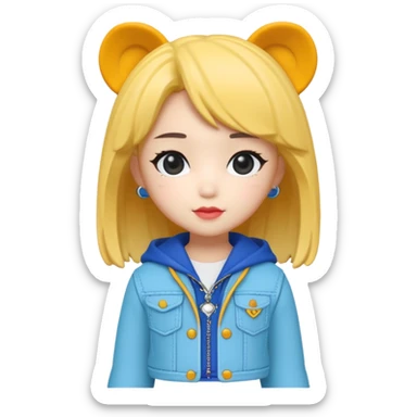 Isolated, breathtakingly vivid and intricately detailed digital illustration of the most incredibly adorable kpop denom hunter Zoey, figurine imaginable, toy style. sticker