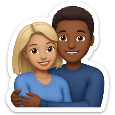 Ebony couple, light skin female brown skin male cuddling  sticker
