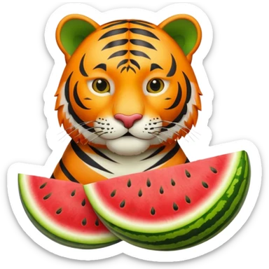 tiger holding a watermelon sticker