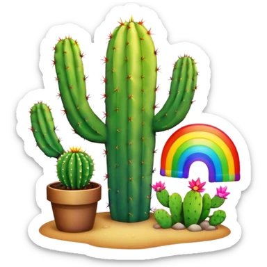 Rainbow with cactus sticker