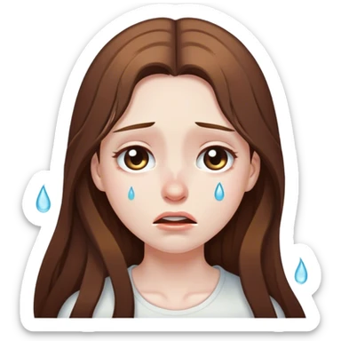 Girl long brown hair sad crying sticker