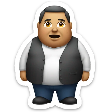 a fat person working  sticker