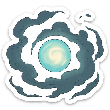 ghibli style mysterious glowing orb with swirling mist sticker