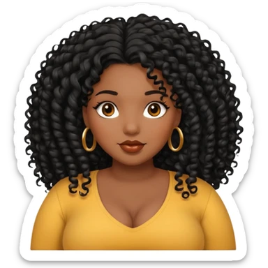 Beautiful plus size black girl with long black curly hair  sticker