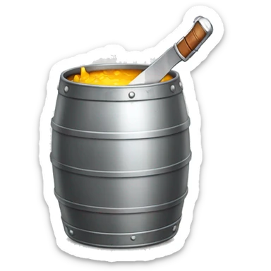 metal beer keg stabbed by knife sticker