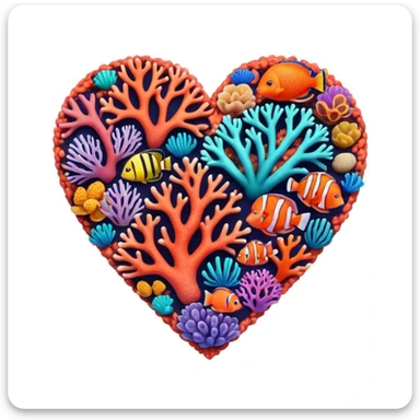 coral reef themed heart sticker