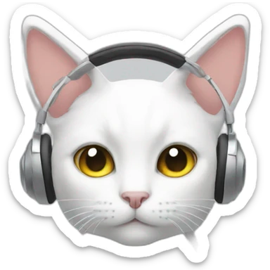 Headphone White cat ears sticker
