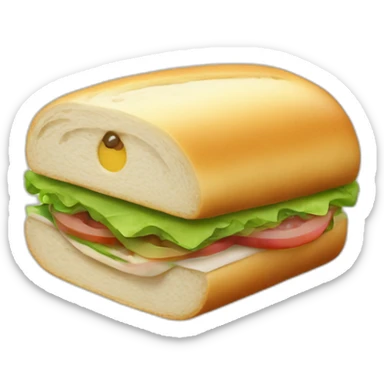 A sandwich made in a semicircular loaf. Leafless sticker
