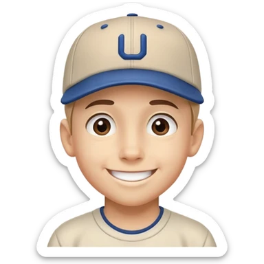 boy wear baseball cap backwards sticker