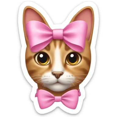 Cat with two pink bows on ears sticker
