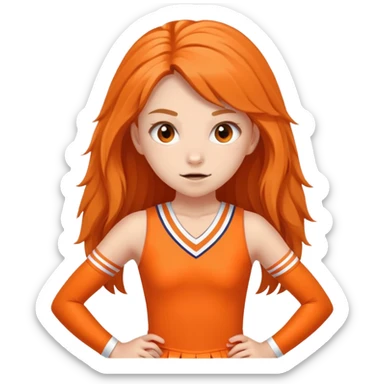 - Nữ
- 15 tuổi
- Da trắng
- Tóc dài
- Lập dị, khó gần
- Mặc áo cổ vũ cam
 sticker