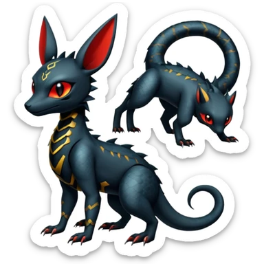 Modern Futuristic Scaly Cyber-Salandit-Umbreon-Litten-Hybrid (Full body) sticker