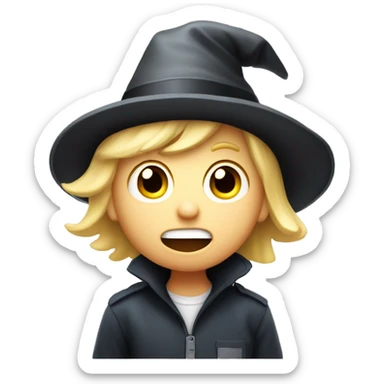 blond boy with hat scared Flashlight in hand spooky halloween sticker