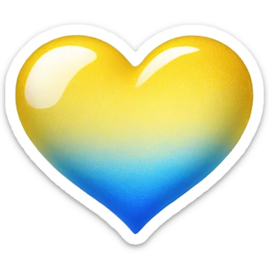 Shiny Yellow and blue ombré heart sticker